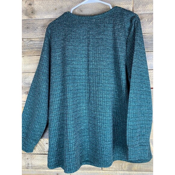 One World Women's Top Plus Size XXL Green Metallic Knit Top - Picture 6 of 10